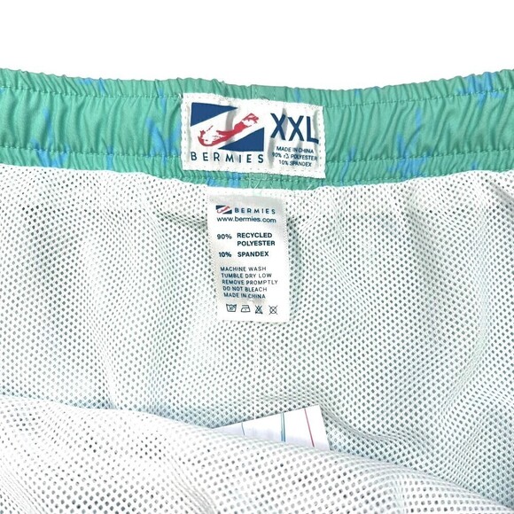 NWT Bermies Men's The Classic 5.5" Inseam Swim Trunks Green Palm XXL - Picture 6 of 8